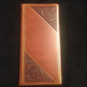 Ultra Luxury Bontruper Genuine Leather Brown 24K Gold Gilded Bus. Card Holder